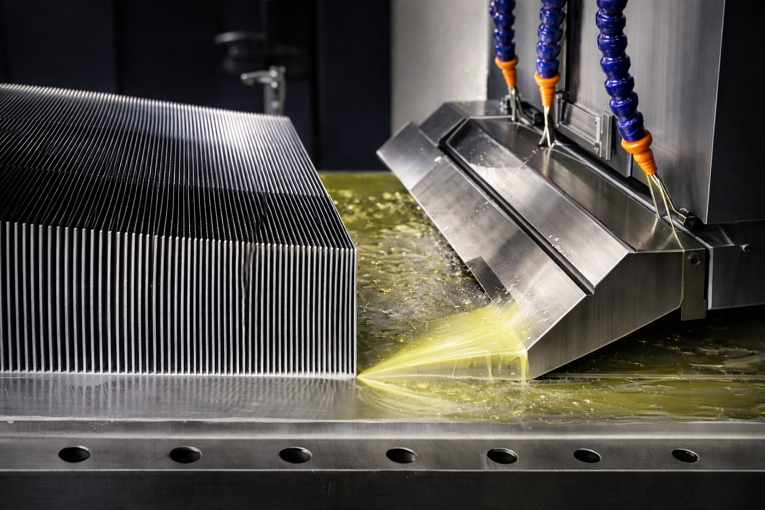 FlexFin Skiving Process - Heat sinks being peeled from one piece